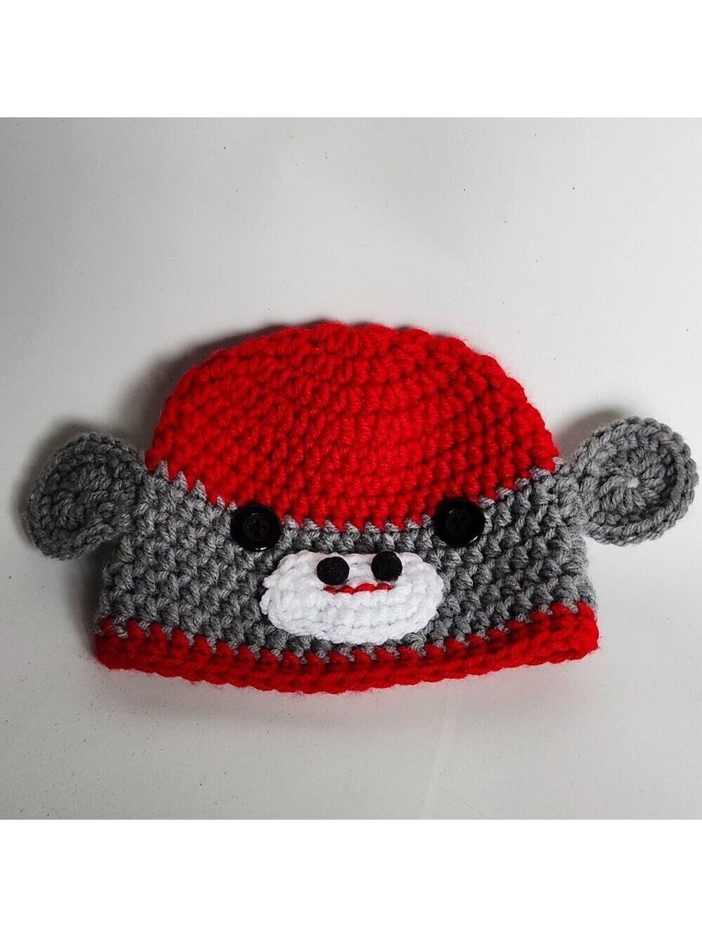 ADORABLE Sock Monkey Hat Infant Baby 0-6 Months Crochet